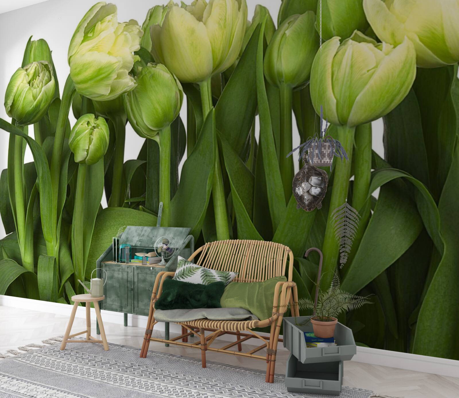 Fototapeta zestaw częściowo otwartych lekkich tulipanów