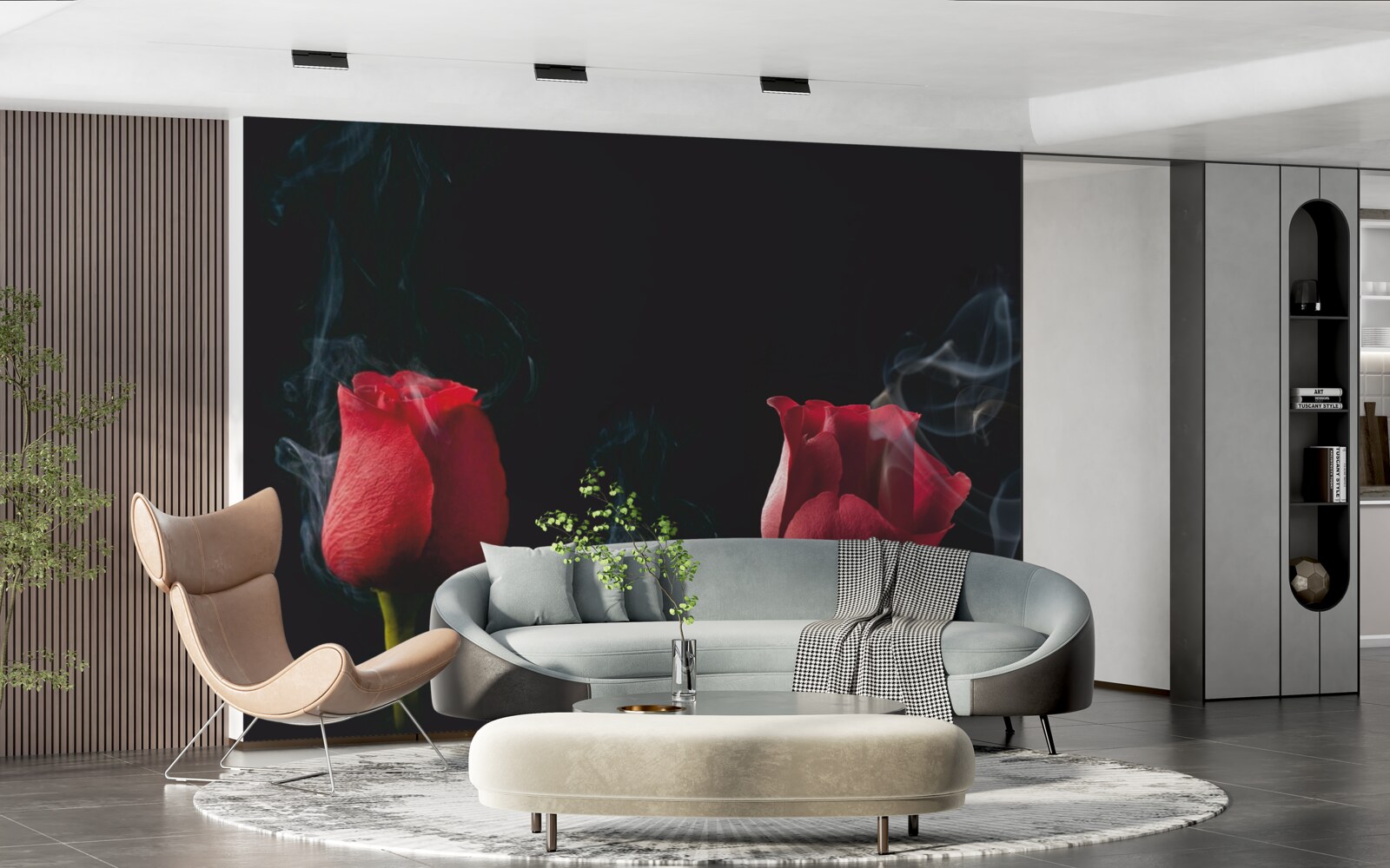 Fototapeta w dymie rozkwita czerwona róża