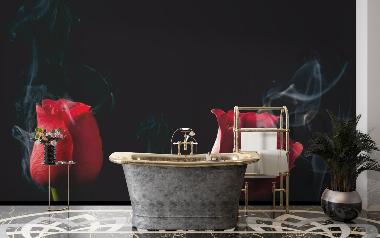 Fototapeta w dymie rozkwita czerwona róża