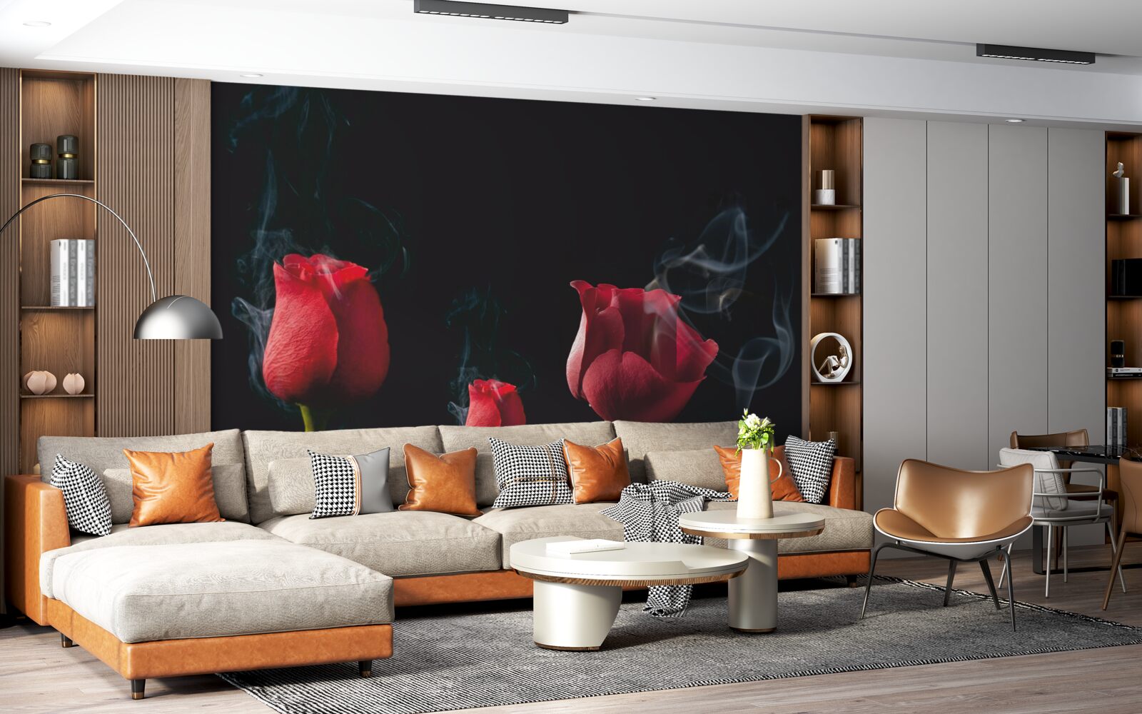 Fototapeta w dymie rozkwita czerwona róża