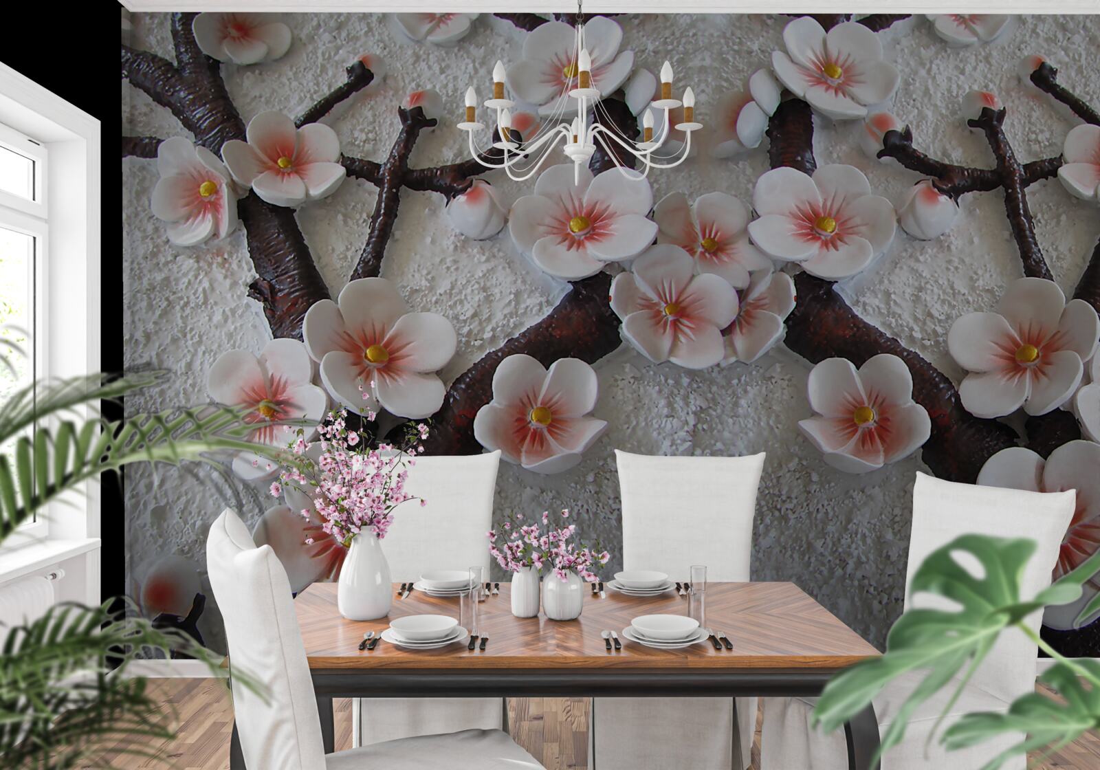 Fototapeta sakura zwilżona kwitnącą gałęzią