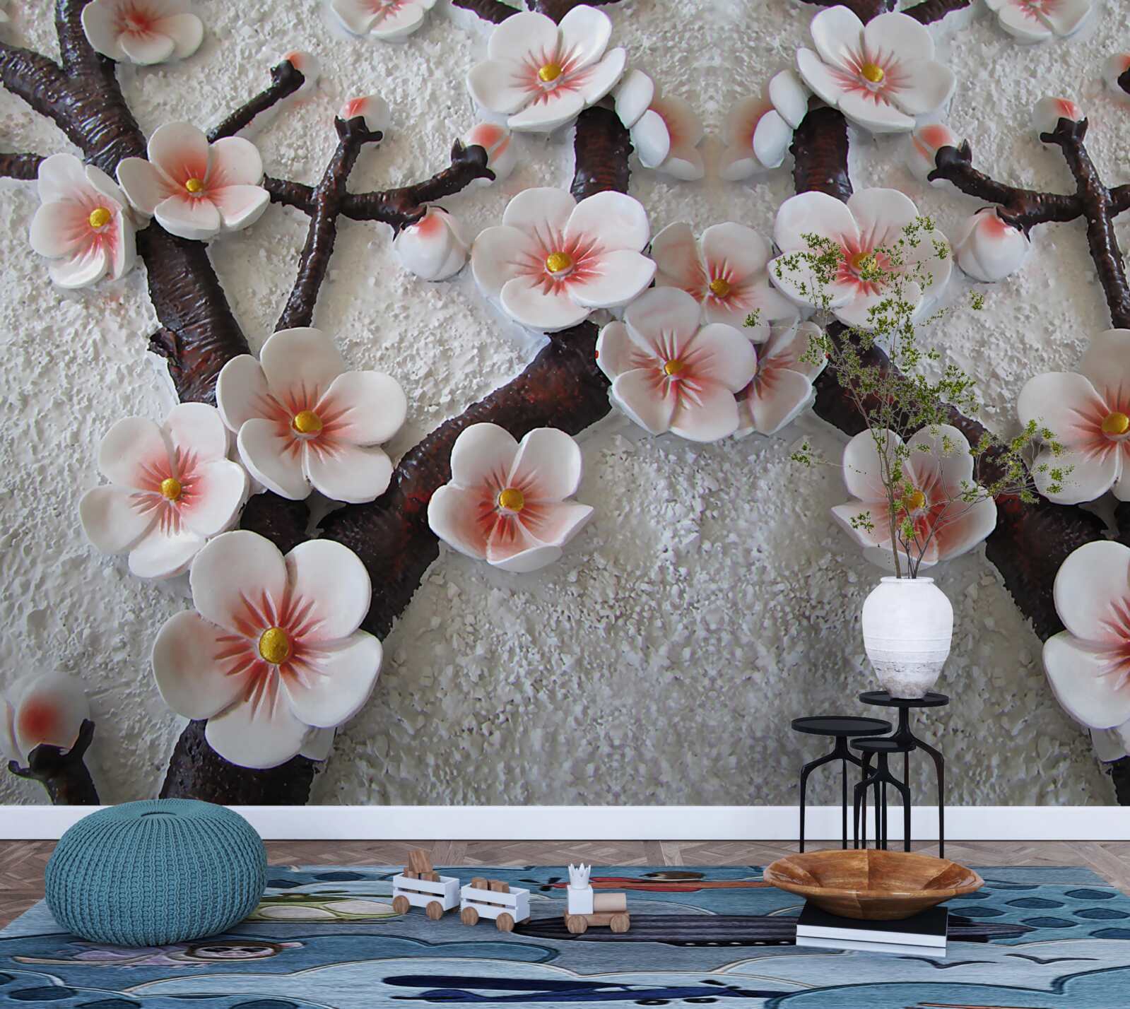 Fototapeta sakura zwilżona kwitnącą gałęzią