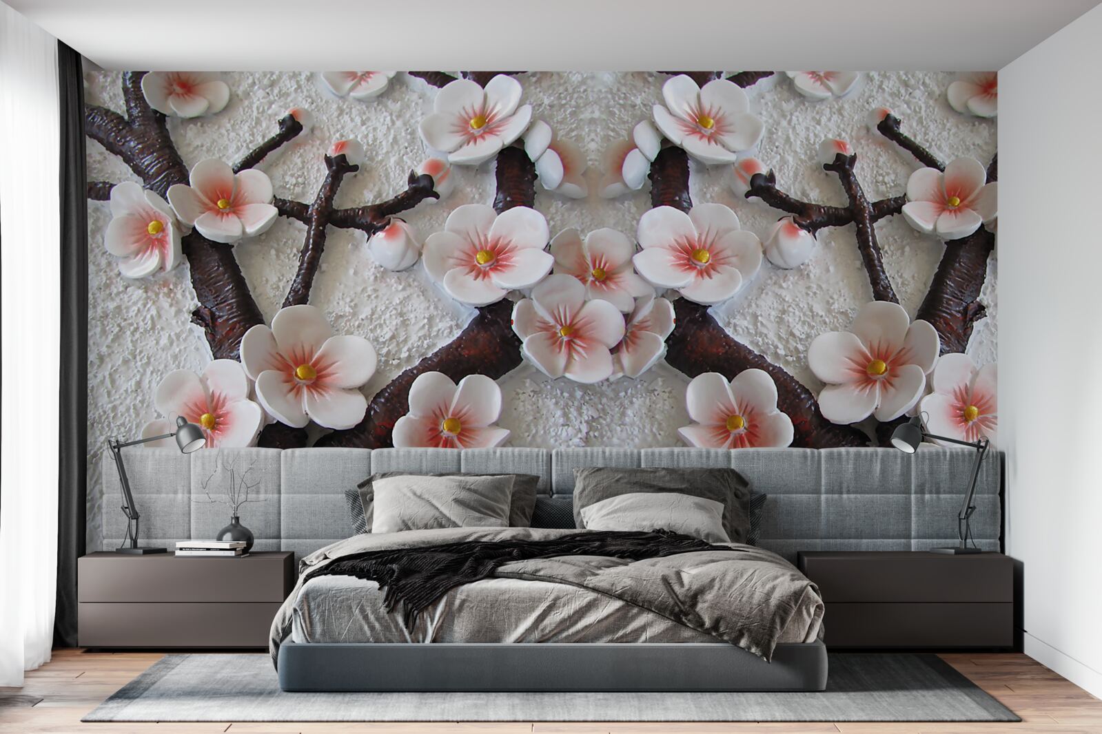 Fototapeta sakura zwilżona kwitnącą gałęzią