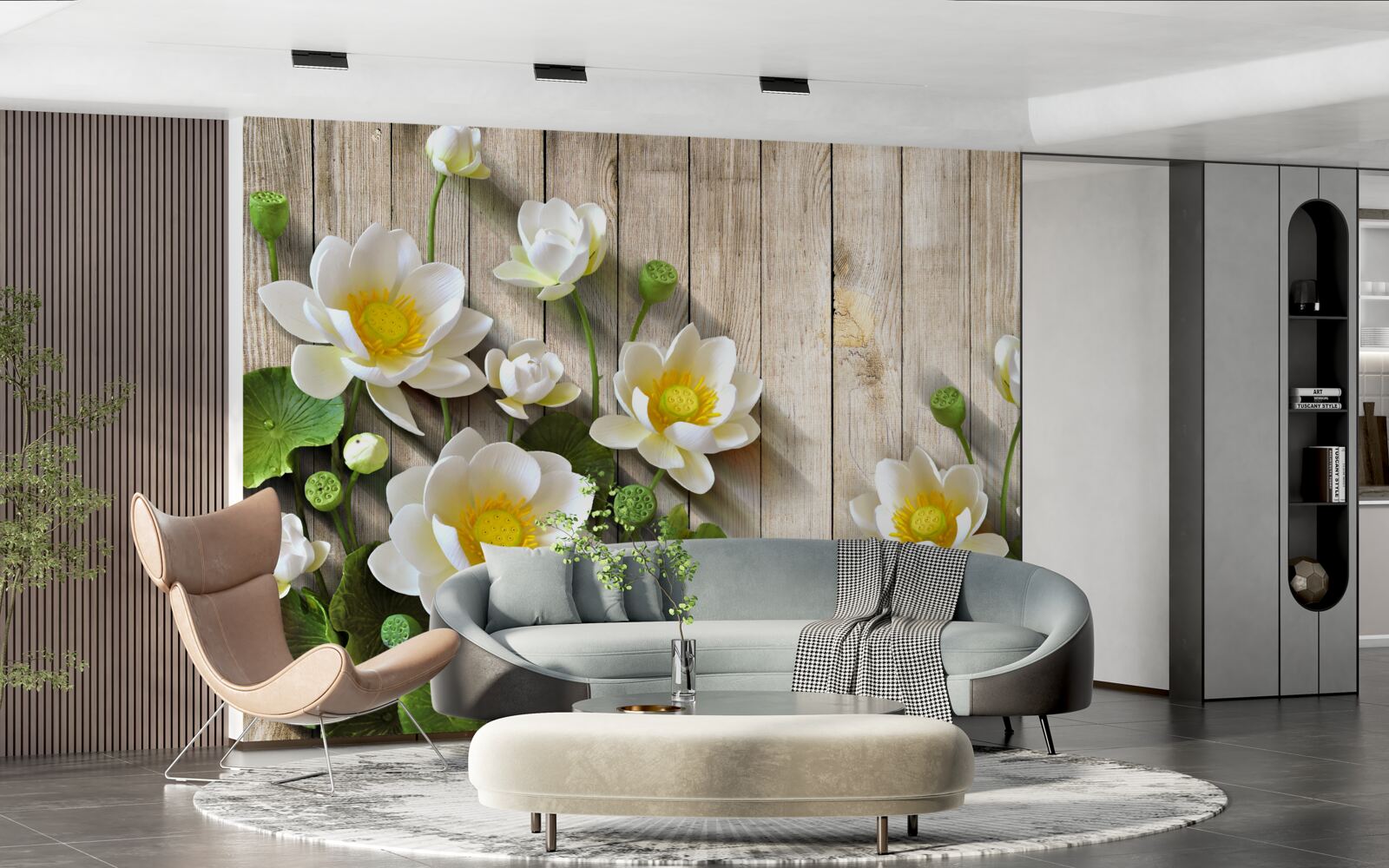 Fototapeta lilie z żółtym rdzeniem i śnieżnobiałym odcieniem