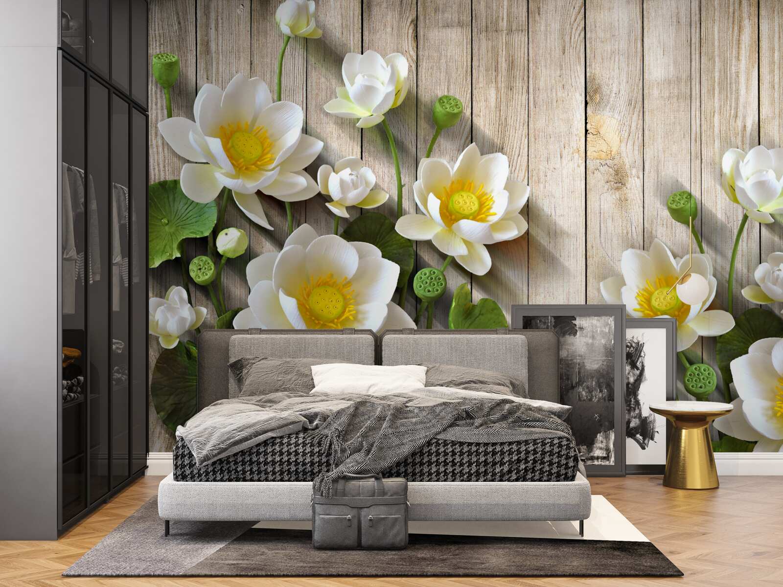 Fototapeta lilie z żółtym rdzeniem i śnieżnobiałym odcieniem