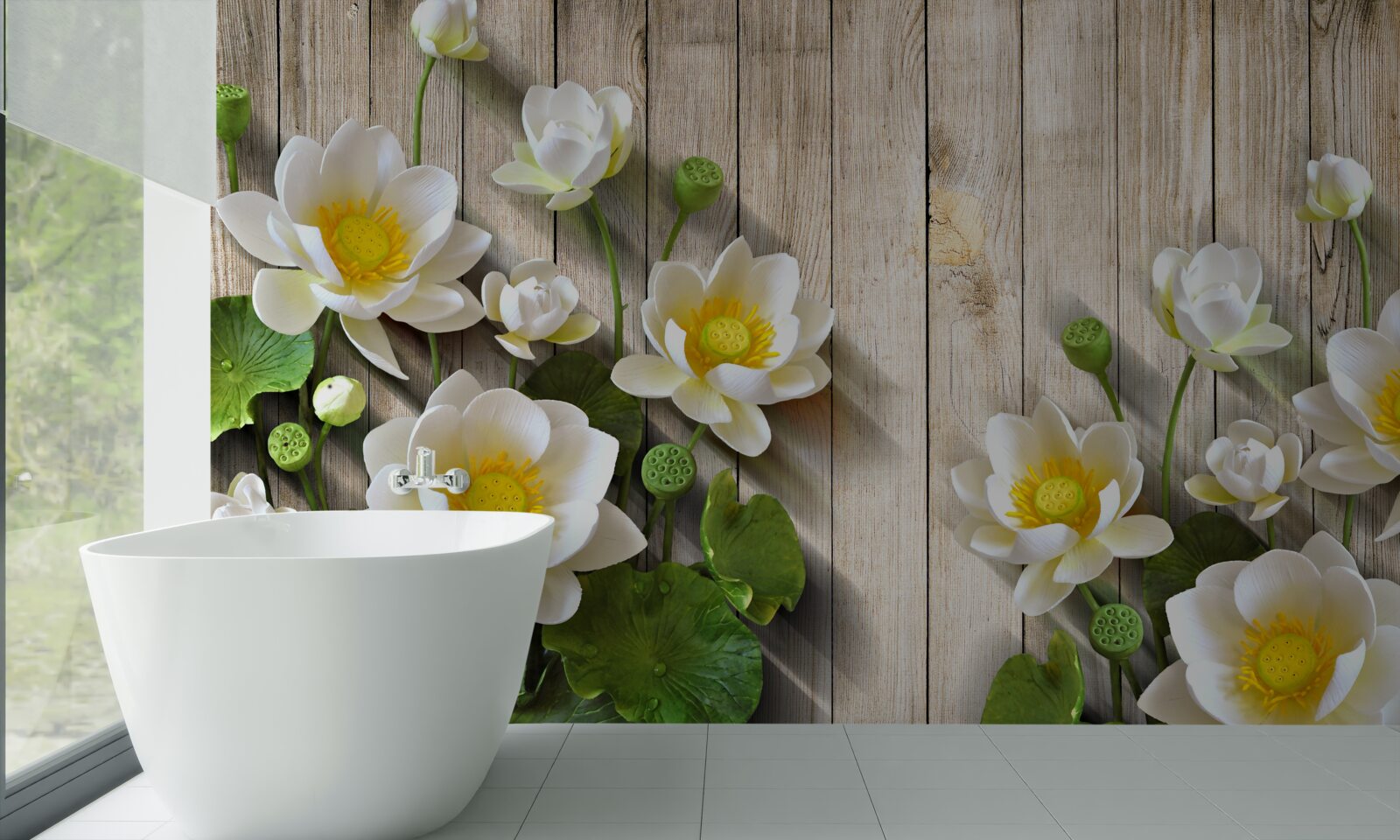 Fototapeta lilie z żółtym rdzeniem i śnieżnobiałym odcieniem