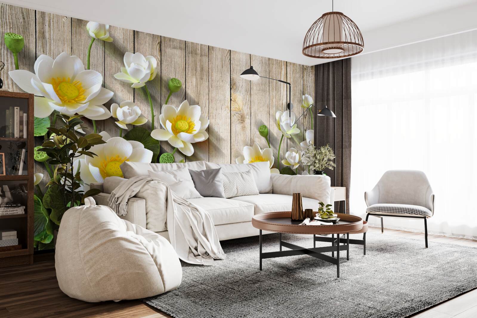 Fototapeta lilie z żółtym rdzeniem i śnieżnobiałym odcieniem