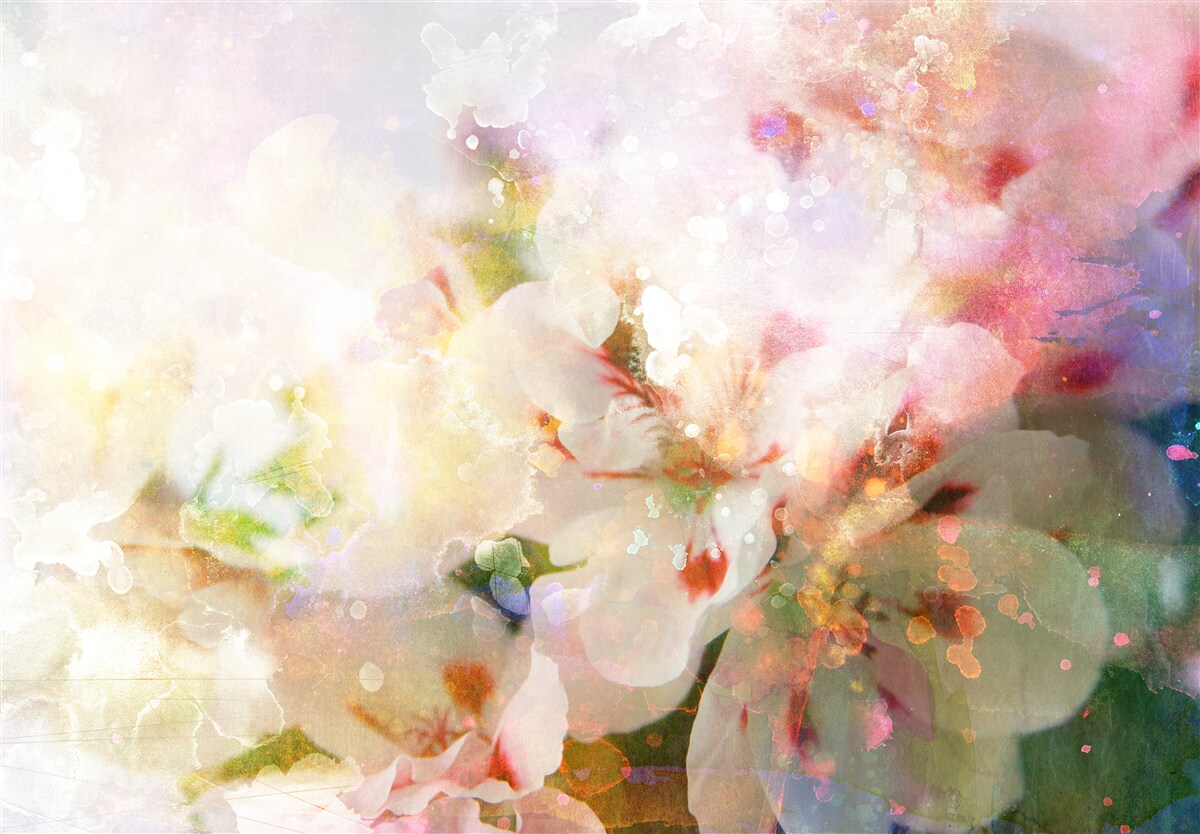 Fototapeta kwiaty akwarelowe w jasnej palecie