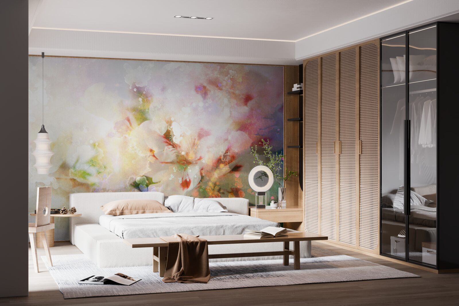 Fototapeta kwiaty akwarelowe w jasnej palecie