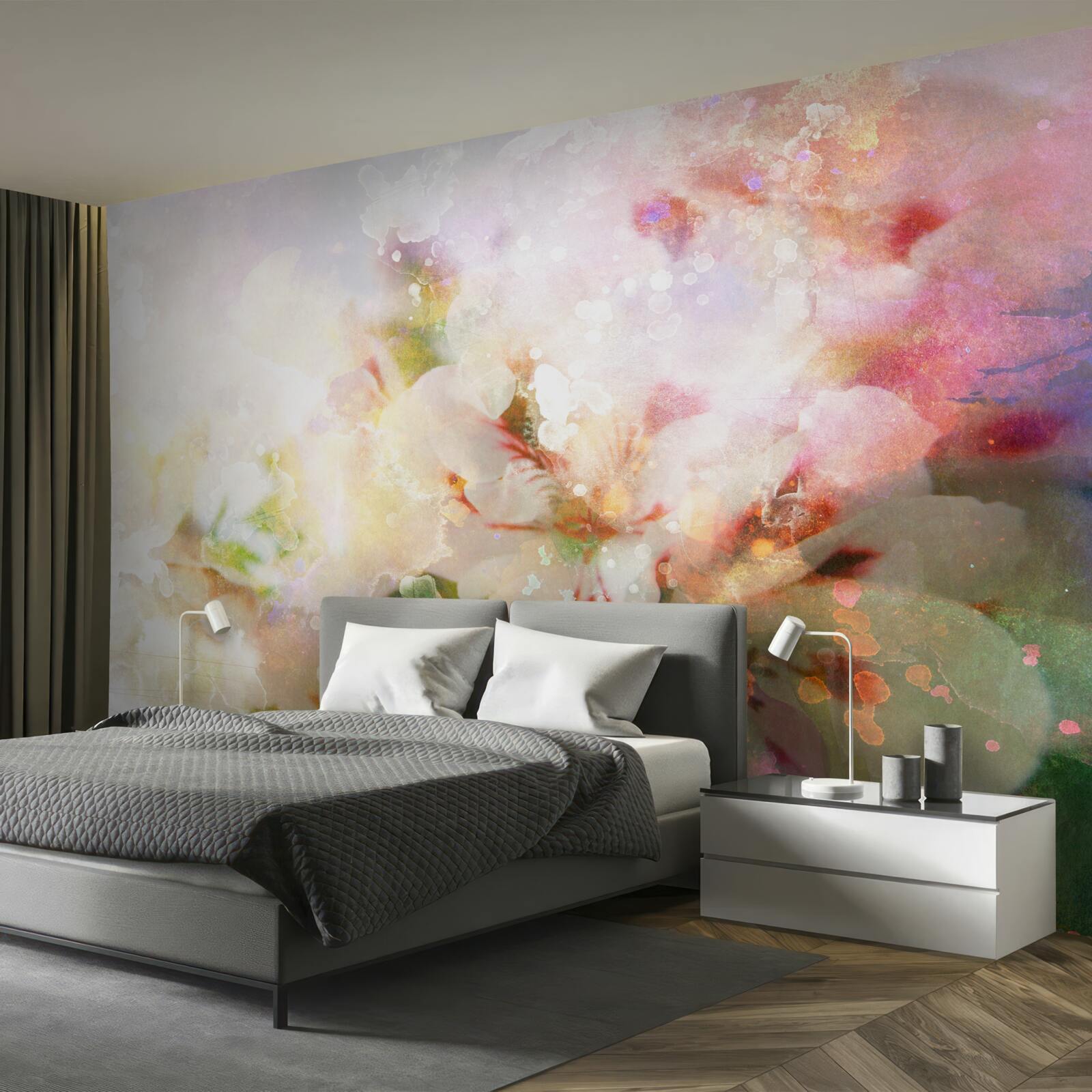 Fototapeta kwiaty akwarelowe w jasnej palecie