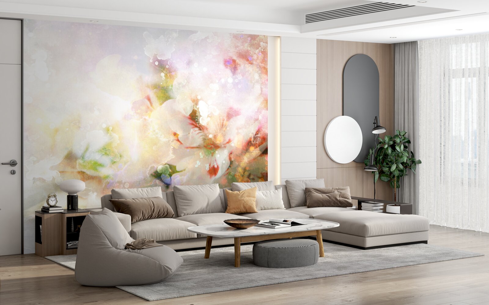 Fototapeta kwiaty akwarelowe w jasnej palecie