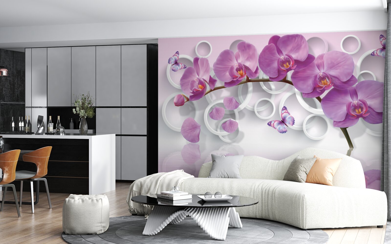 Fototapeta fioletowe orchidee na jasnym tle