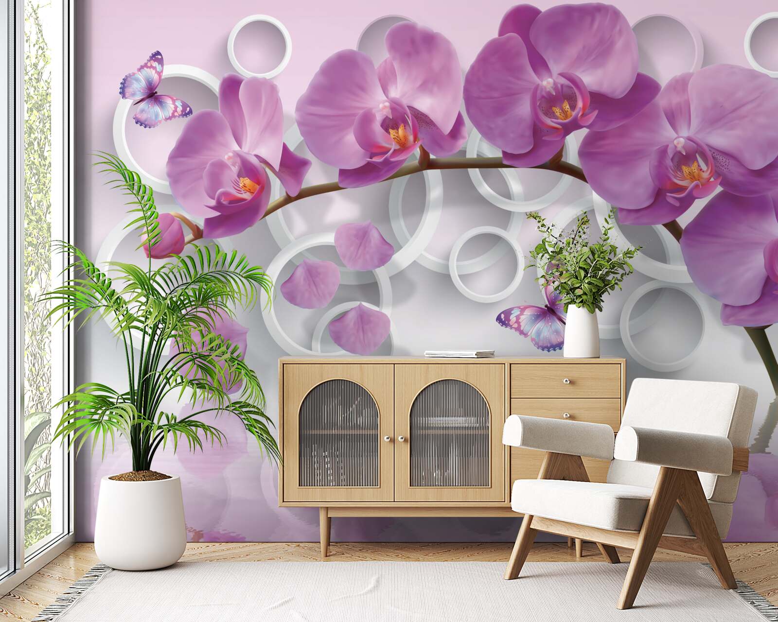 Fototapeta fioletowe orchidee na jasnym tle