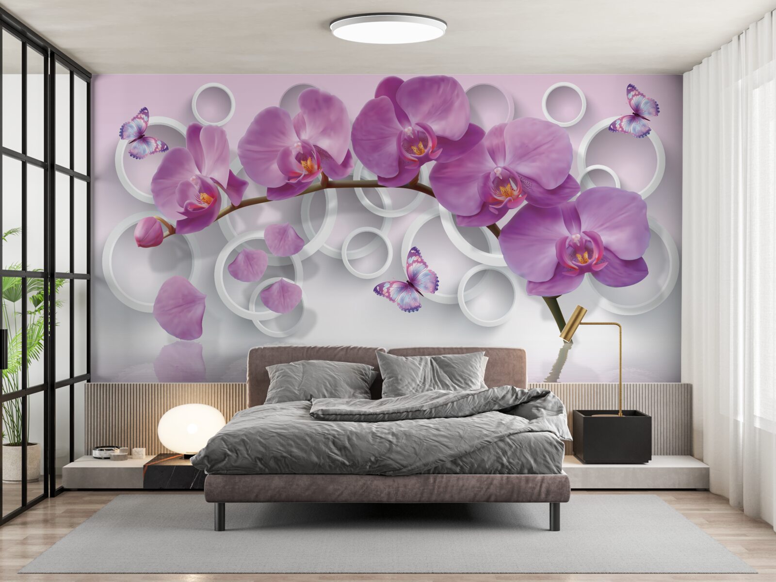 Fototapeta fioletowe orchidee na jasnym tle