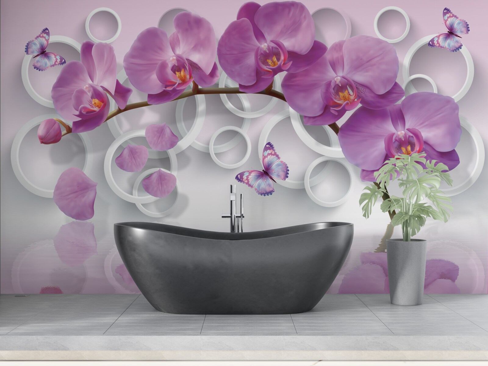 Fototapeta fioletowe orchidee na jasnym tle