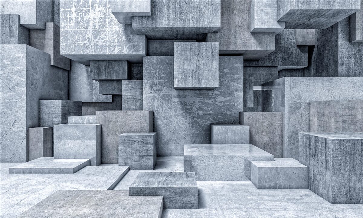 Fototapeta pokój o geometrycznych kształtach w formie kwadratów