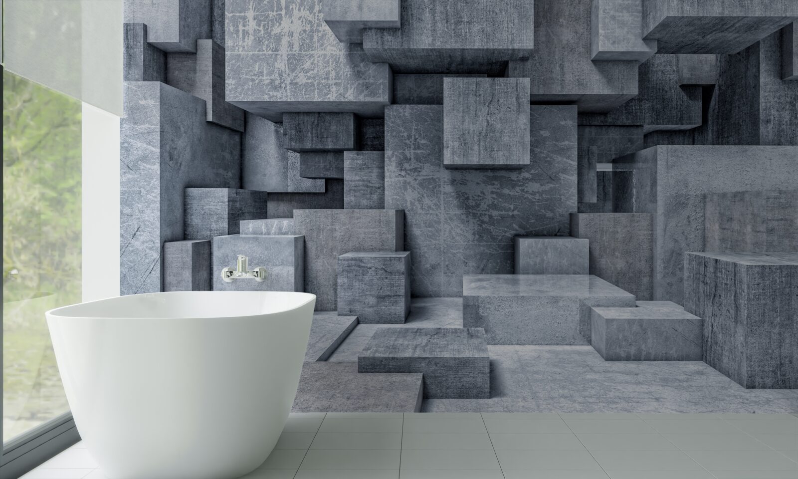 Fototapeta pokój o geometrycznych kształtach w formie kwadratów