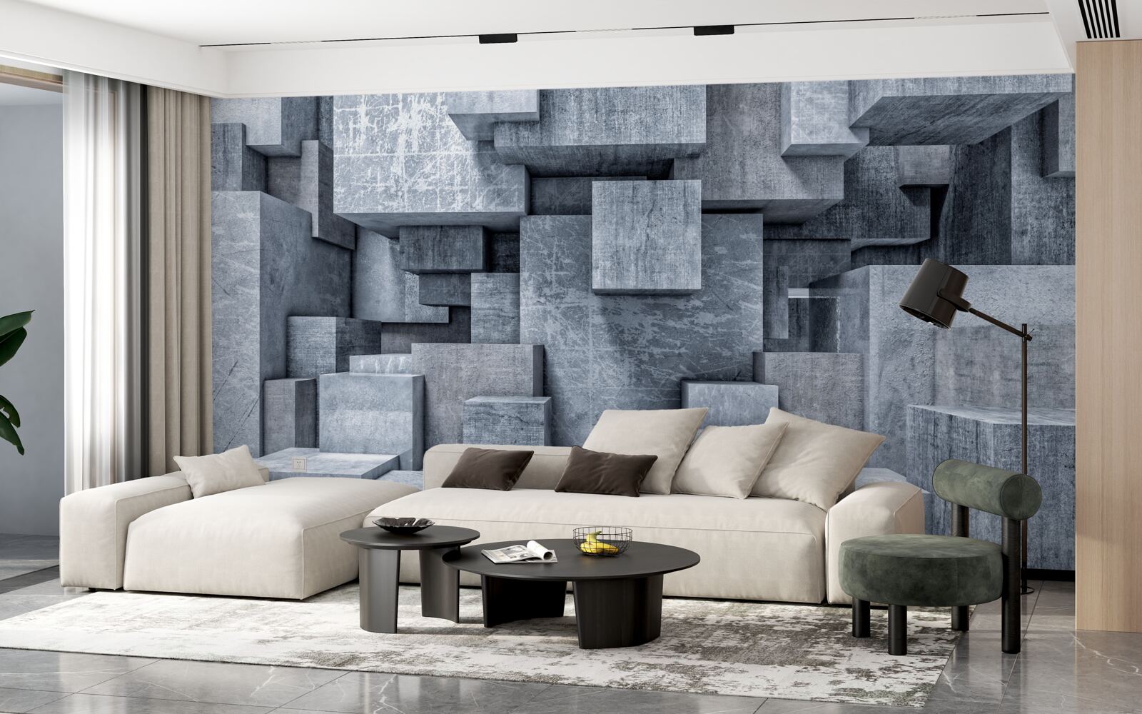 Fototapeta pokój o geometrycznych kształtach w formie kwadratów