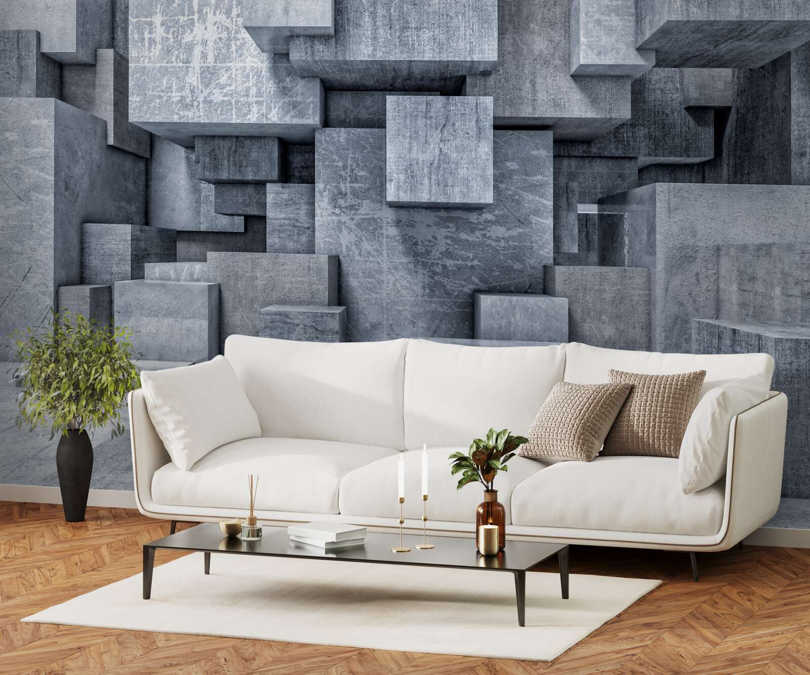 Fototapeta pokój o geometrycznych kształtach w formie kwadratów