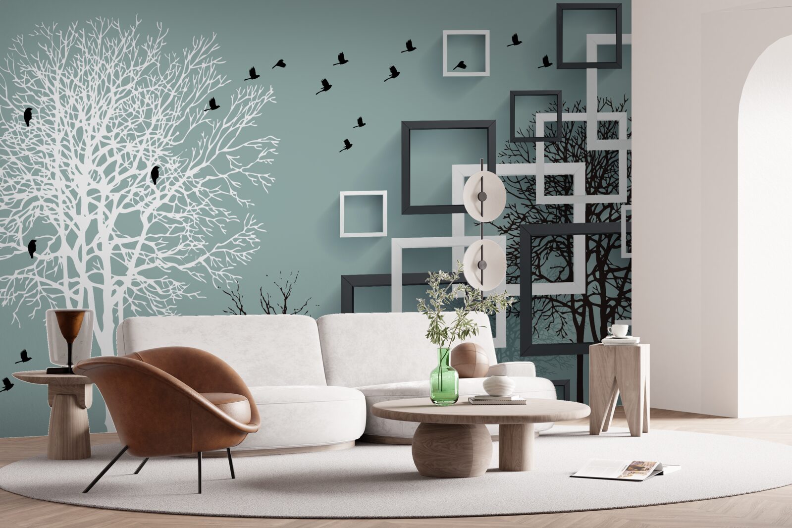 Fototapeta drzewa, które upadły zimą i ptaki, które odleciały do ​​cieplejszych klimatów