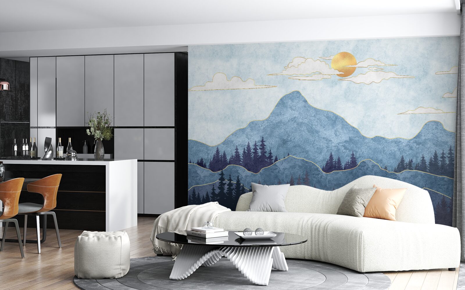 Fototapeta zimowe góry pod zimnym słońcem