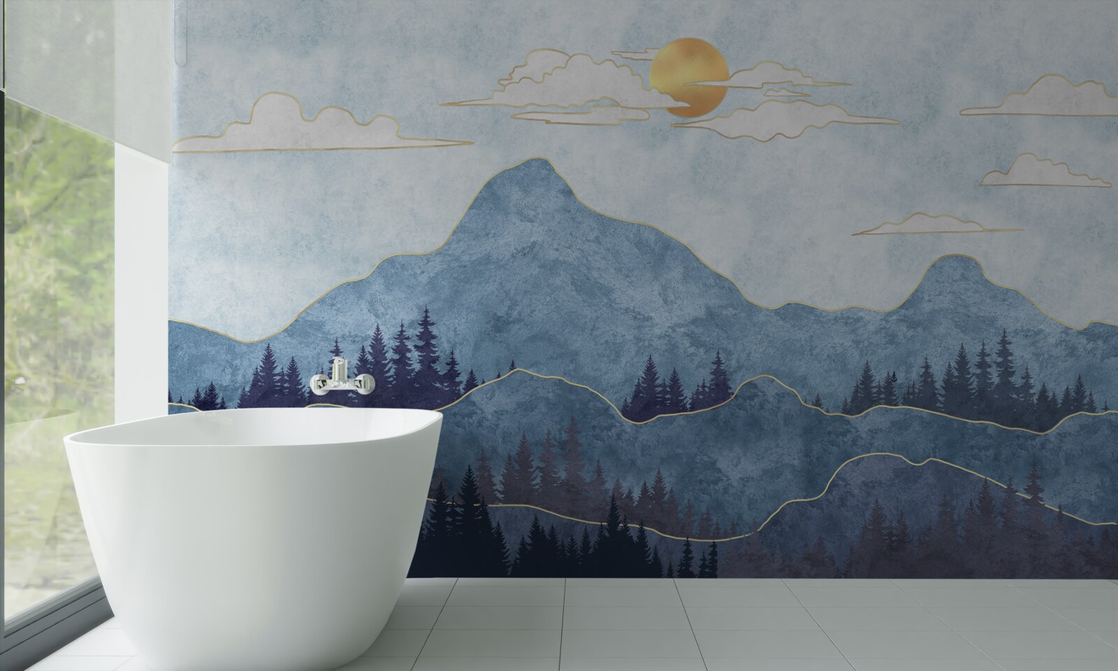 Fototapeta zimowe góry pod zimnym słońcem