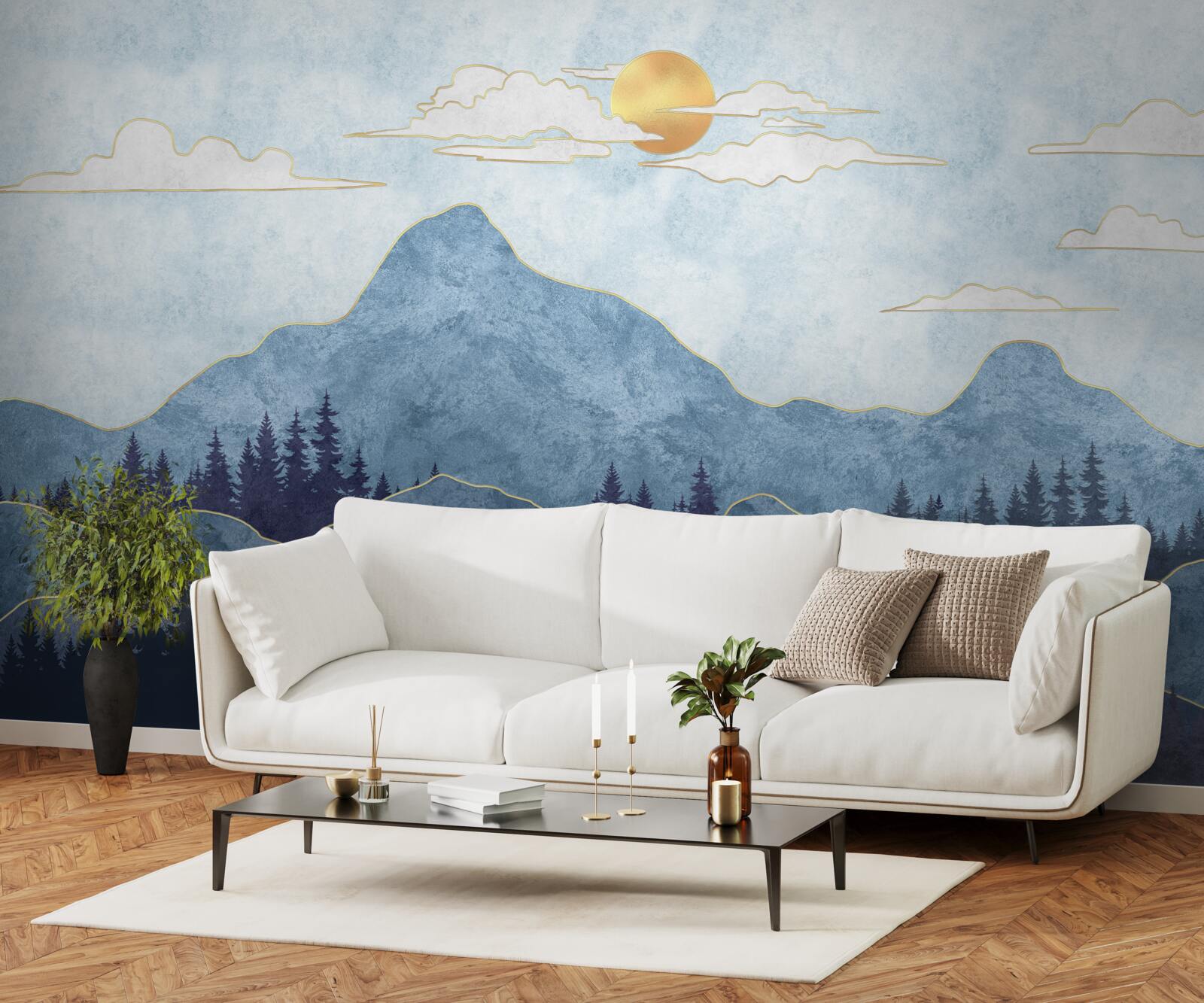 Fototapeta zimowe góry pod zimnym słońcem