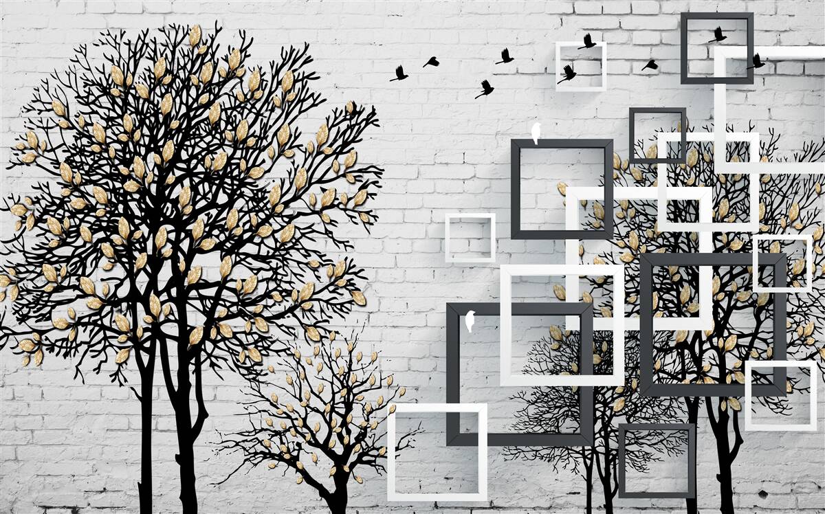 Fototapeta ptaki odlatują od drzewa, które straciło liście