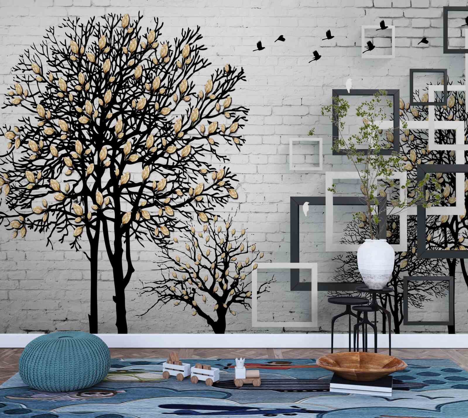 Fototapeta ptaki odlatują od drzewa, które straciło liście