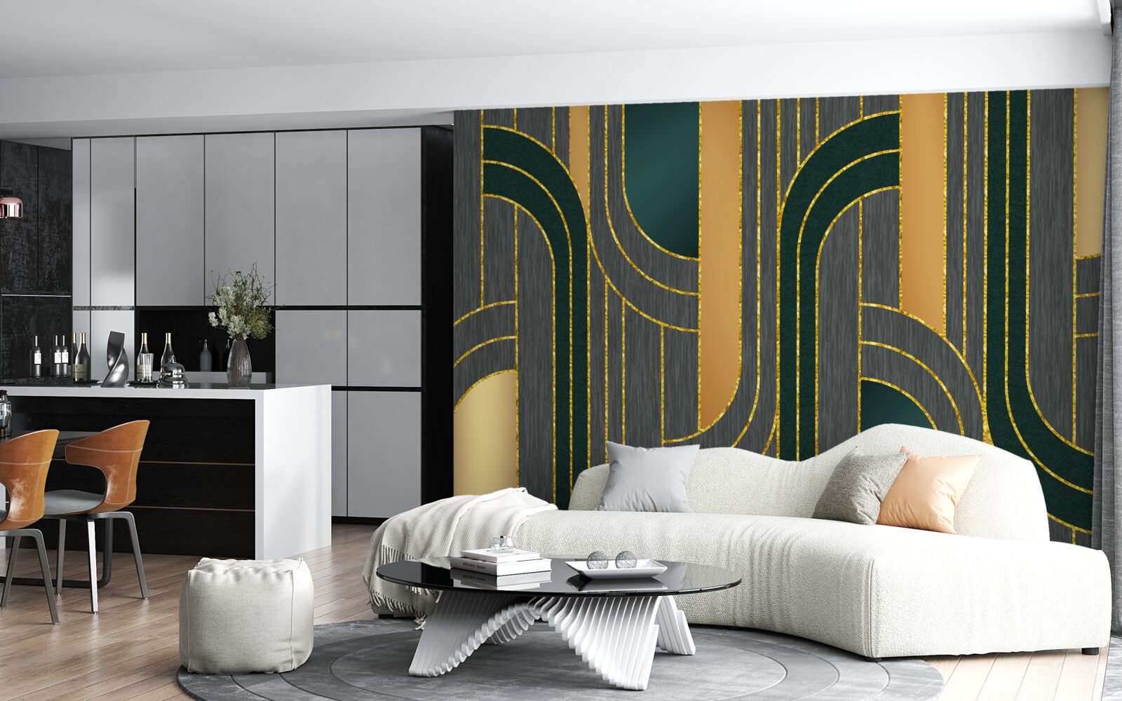 Fototapeta ciemne linie, stale i płynnie przechodzące w siebie