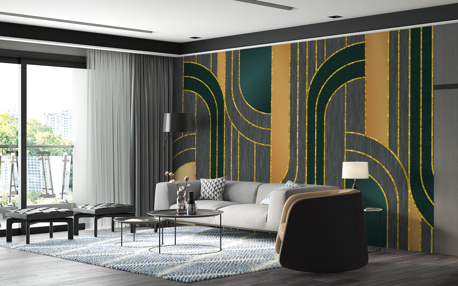 Fototapeta ciemne linie, stale i płynnie przechodzące w siebie