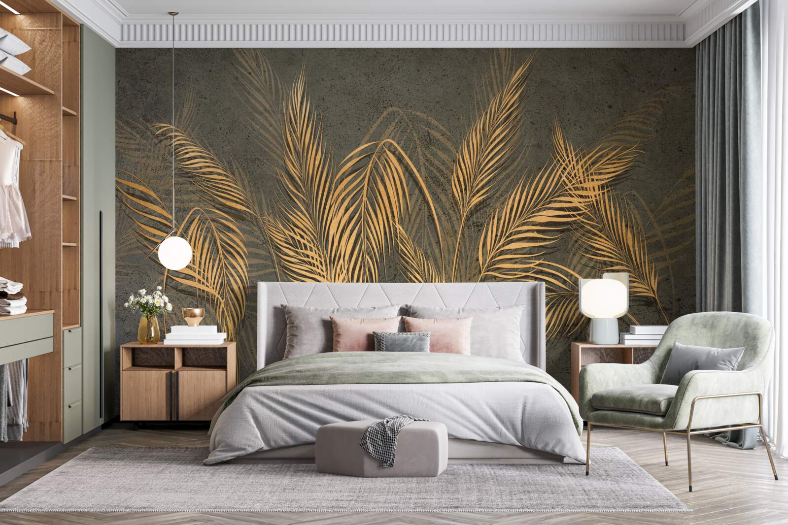 Fototapeta pióra kłosów prosa w złotym świetle