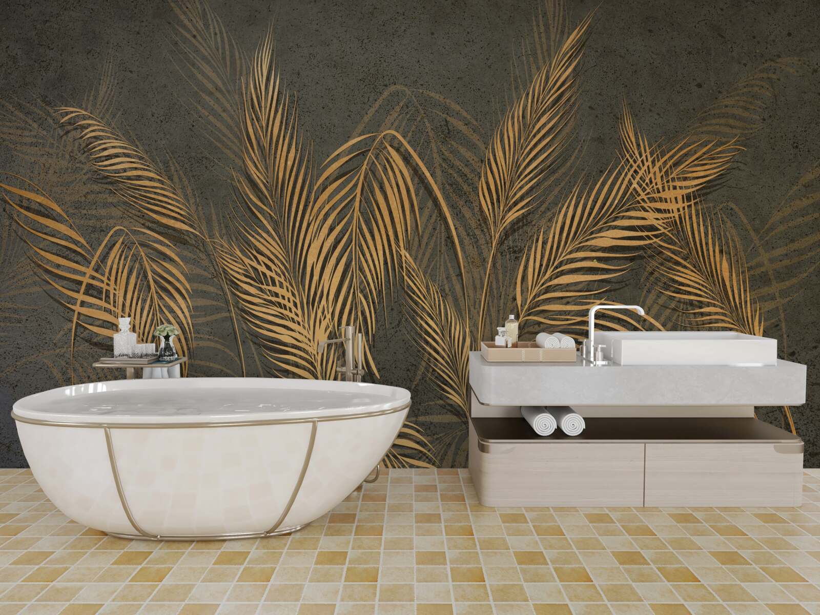 Fototapeta pióra kłosów prosa w złotym świetle