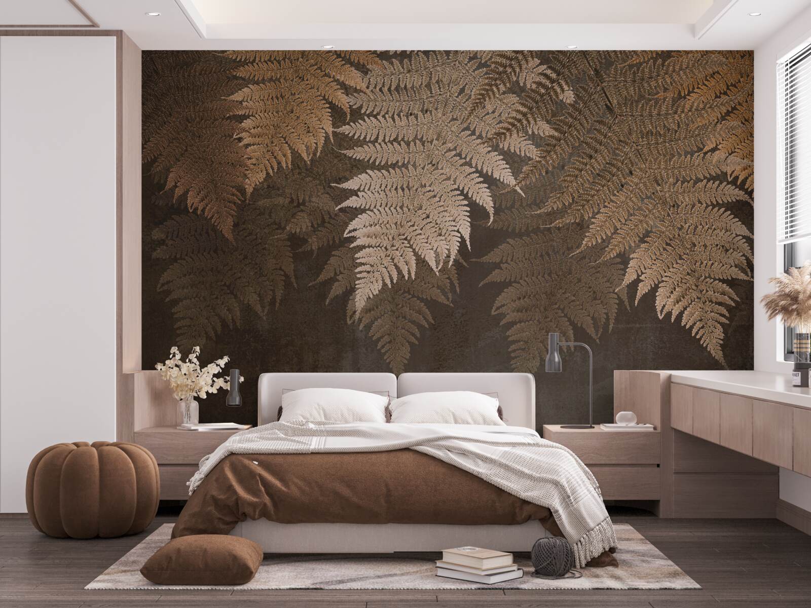 Fototapeta gęste liście paproci jesienią