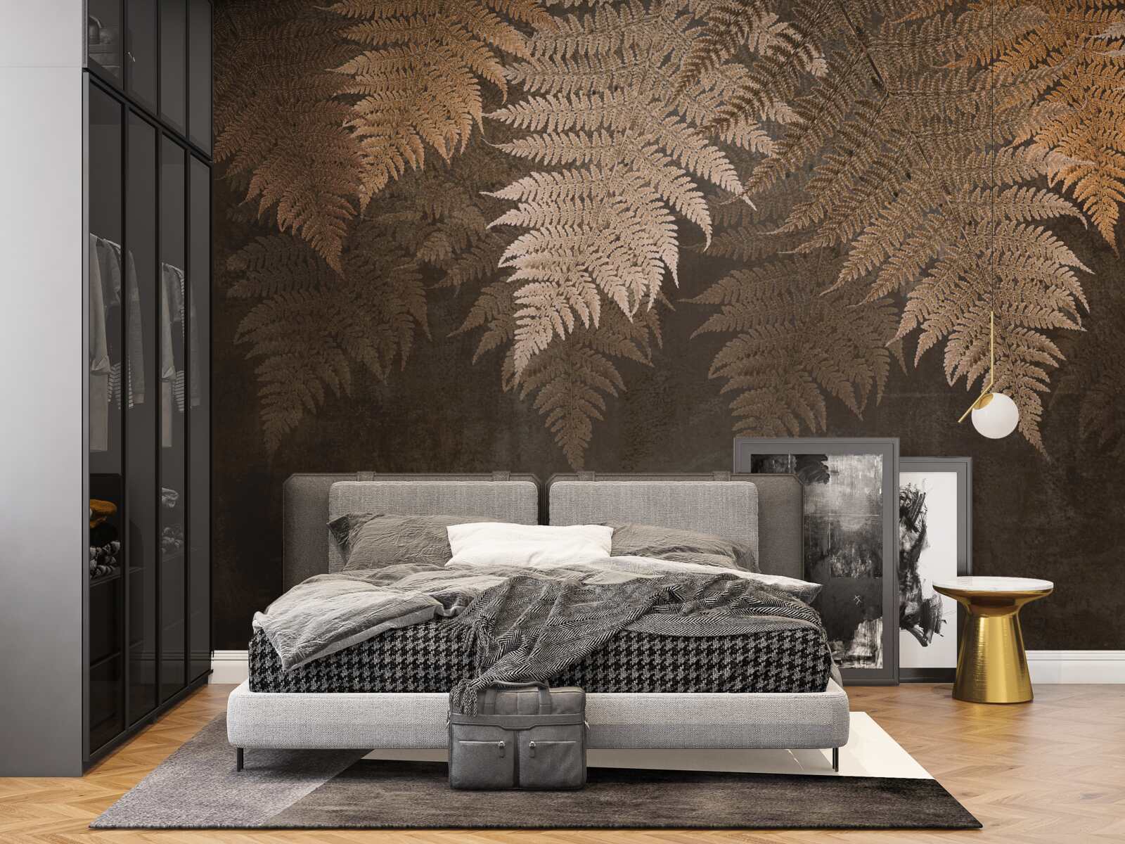 Fototapeta gęste liście paproci jesienią