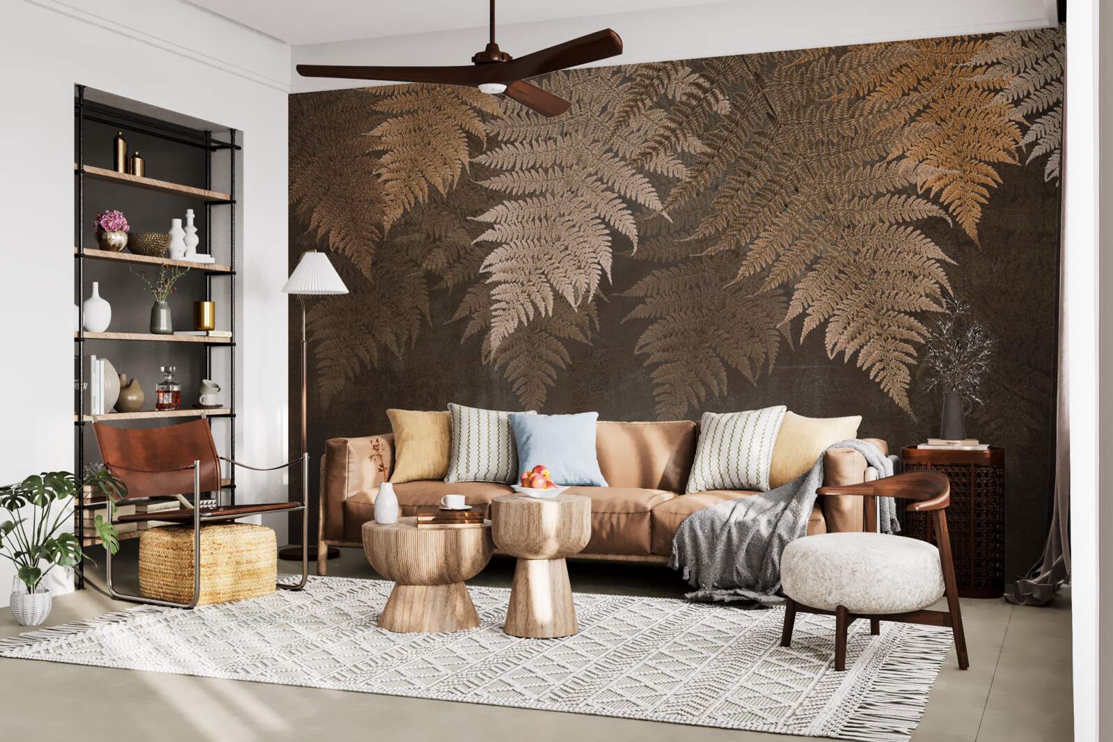 Fototapeta gęste liście paproci jesienią