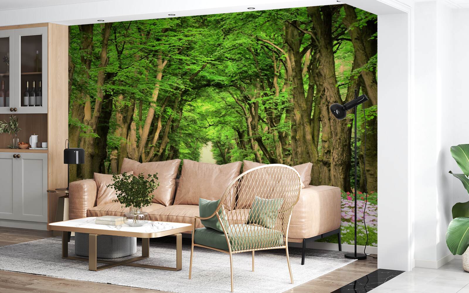 Fototapeta wygodna ścieżka przez zielone zarośla lasu