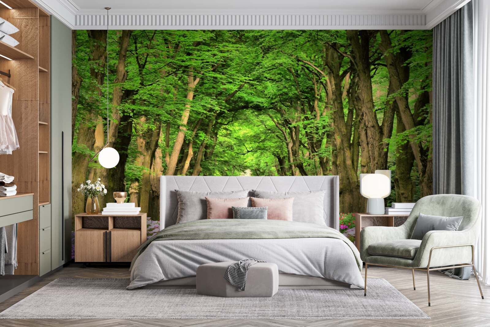 Fototapeta wygodna ścieżka przez zielone zarośla lasu