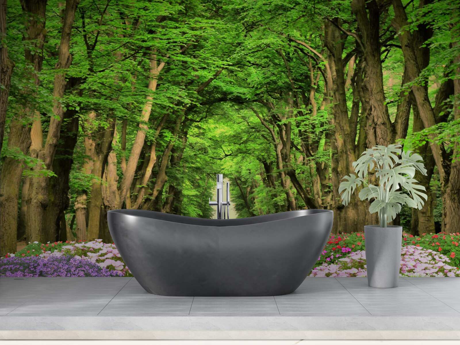 Fototapeta wygodna ścieżka przez zielone zarośla lasu