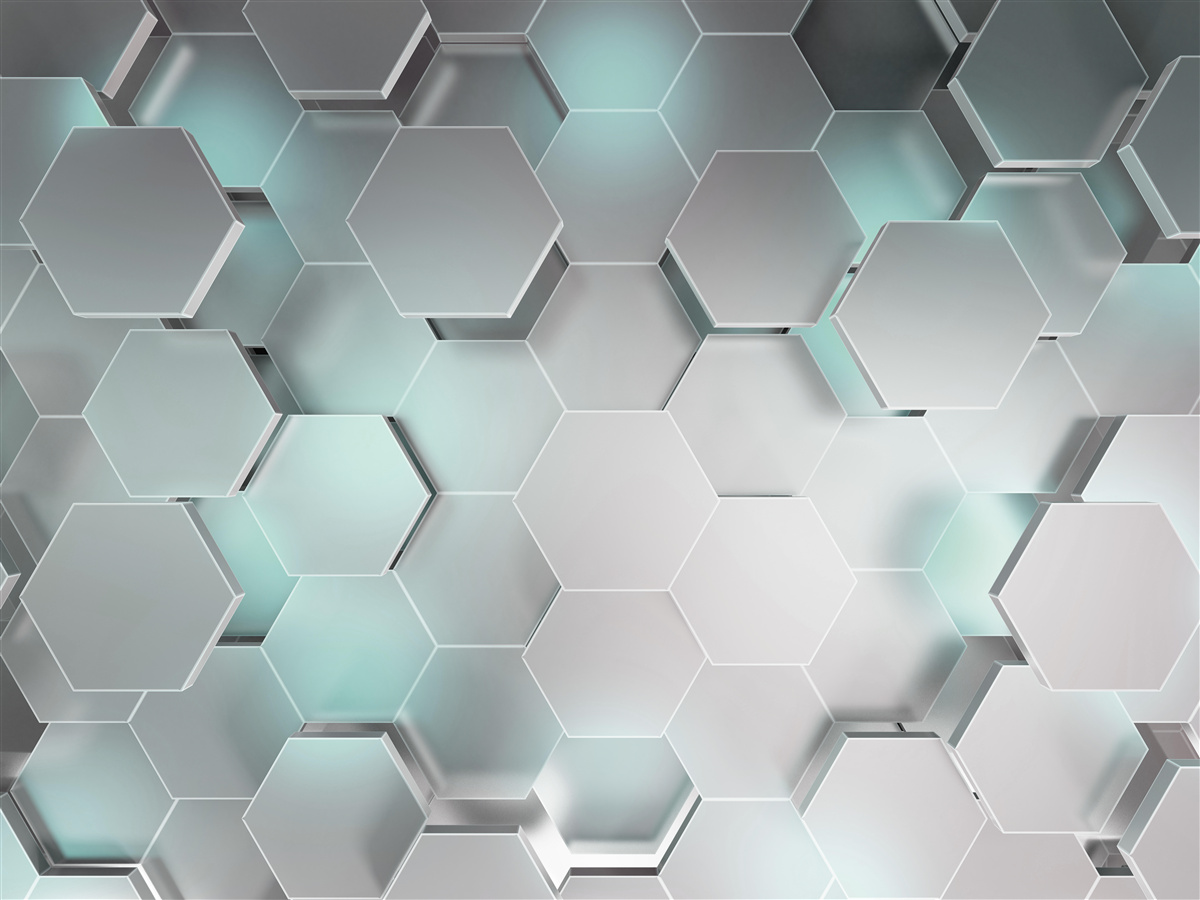 Fototapeta emitujące światło sześciokąty unoszące się w powietrzu