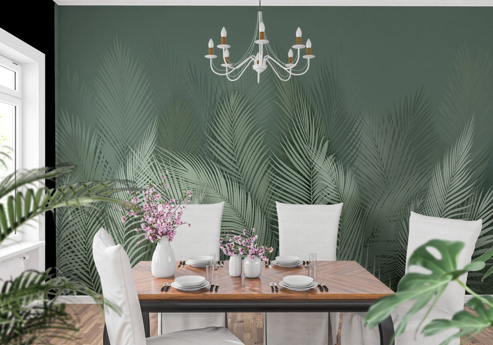 Fototapeta zielone liście palmowe