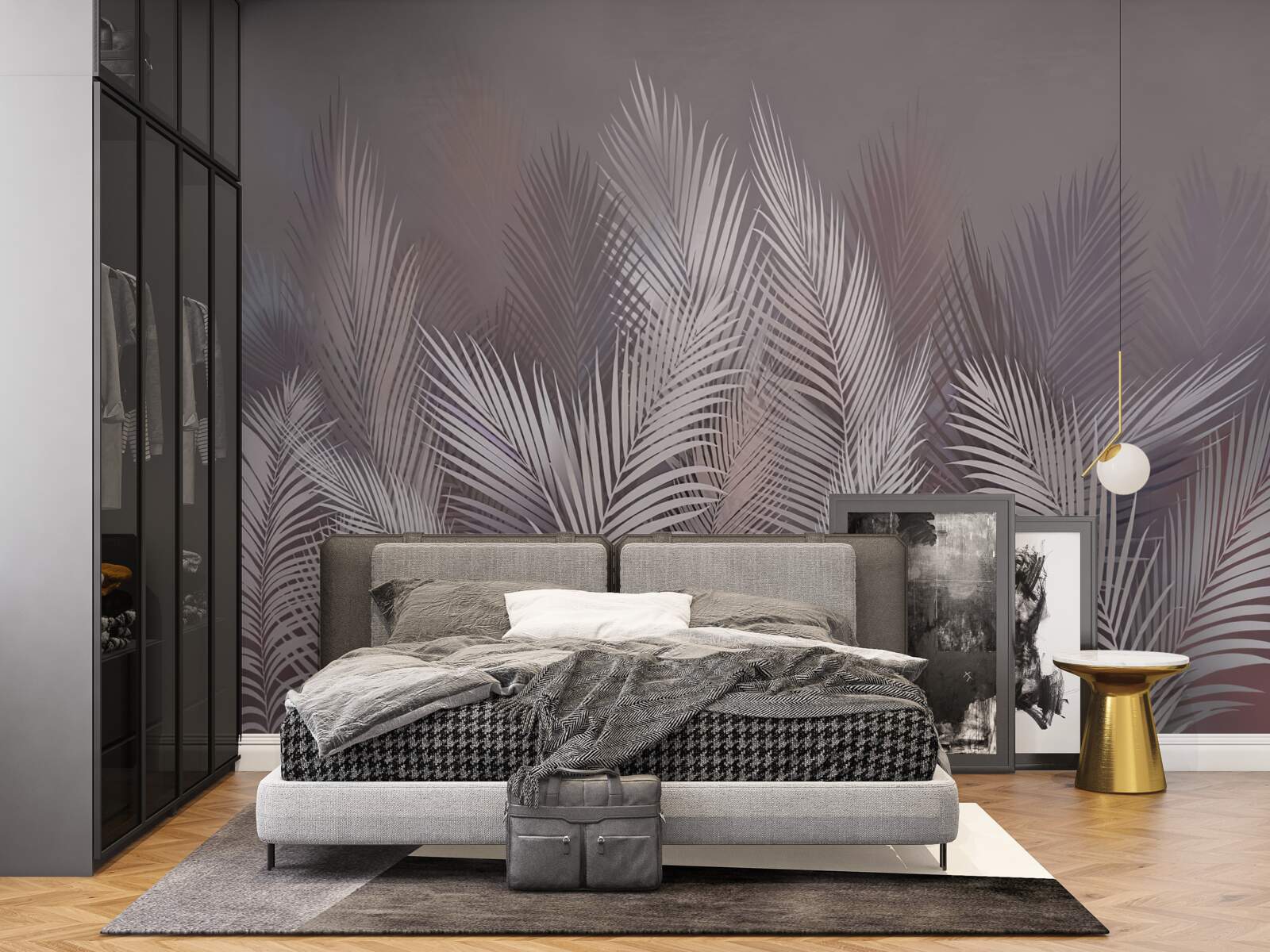 Fototapeta mgliste tło nadaje białym tropikalnym liściom wyjątkową atmosferę