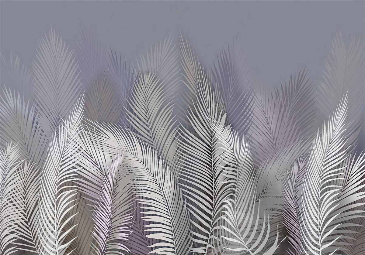 Fototapeta białe liście palmowe w ciemności