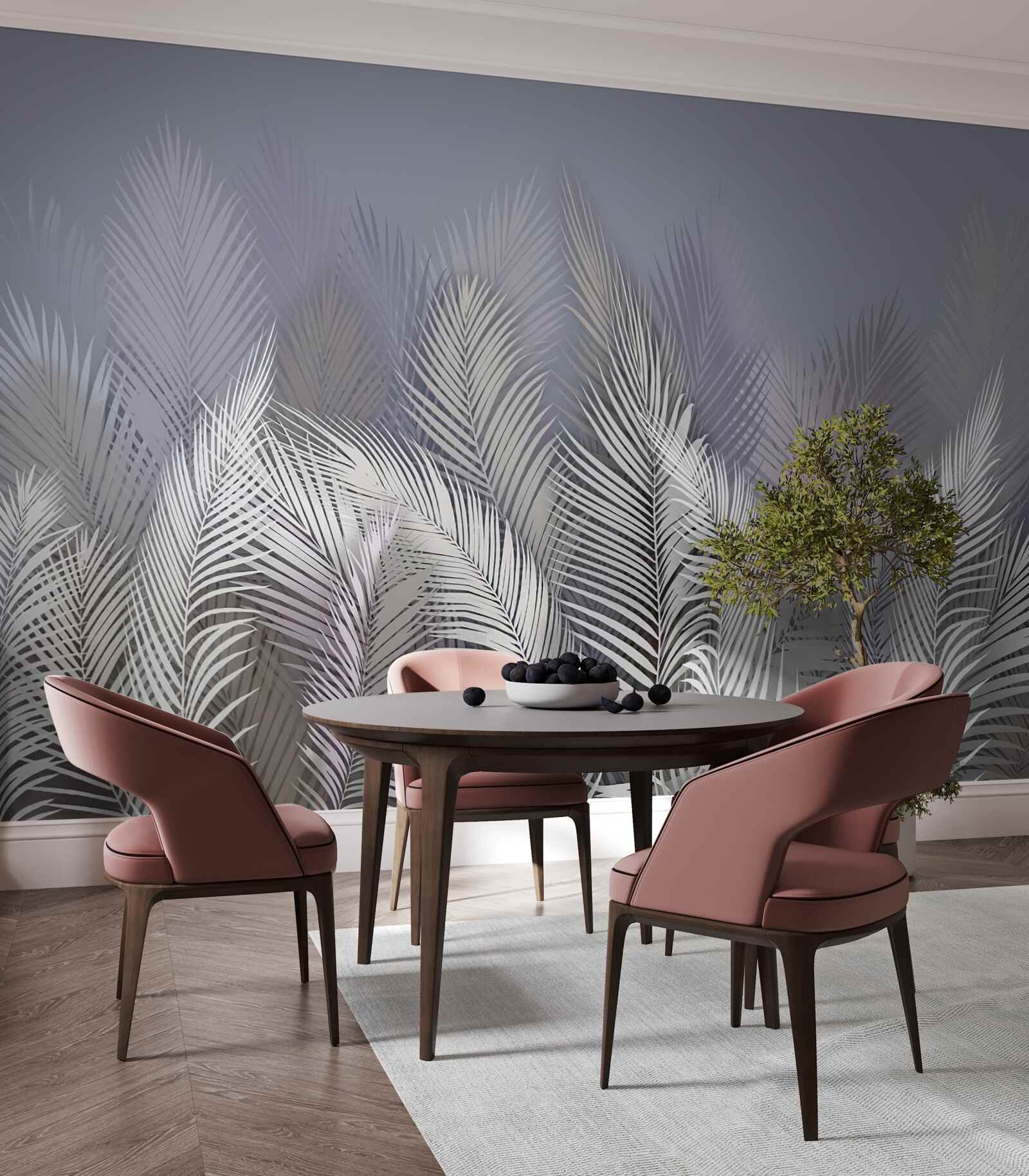 Fototapeta białe liście palmowe w ciemności