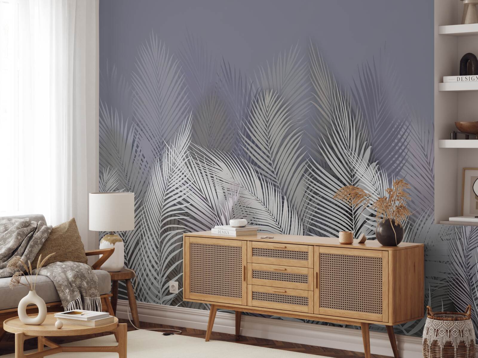 Fototapeta białe liście palmowe w ciemności