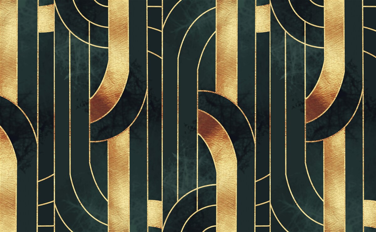 Fototapeta pełen wdzięku linie złota i szmaragdu