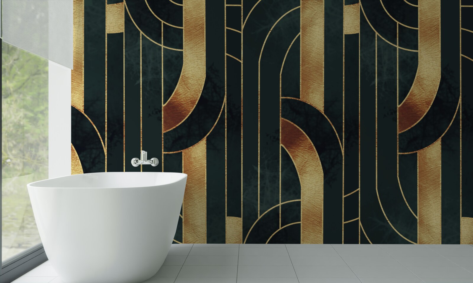 Fototapeta pełen wdzięku linie złota i szmaragdu