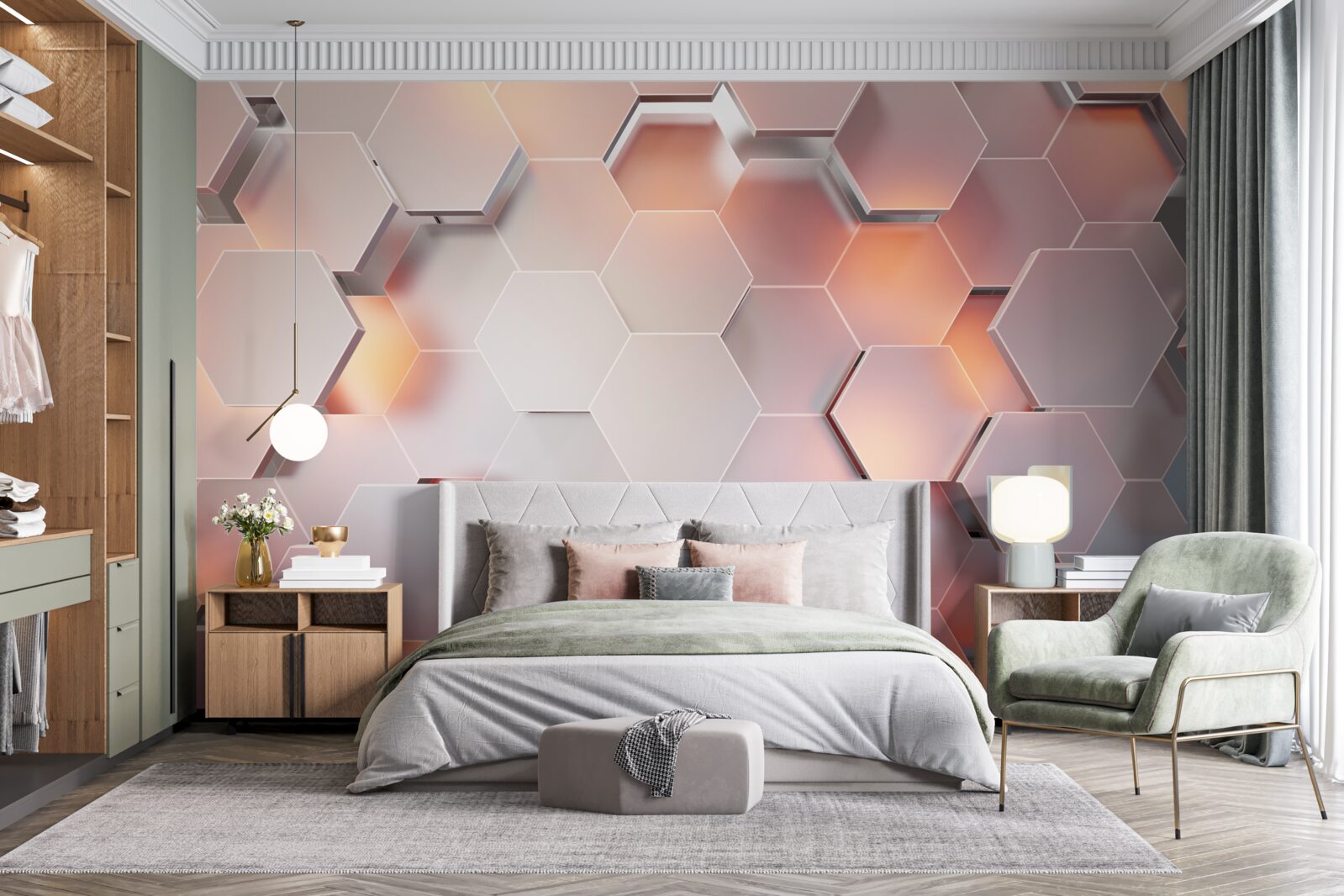 Fototapeta sześciokąty wolumetryczne