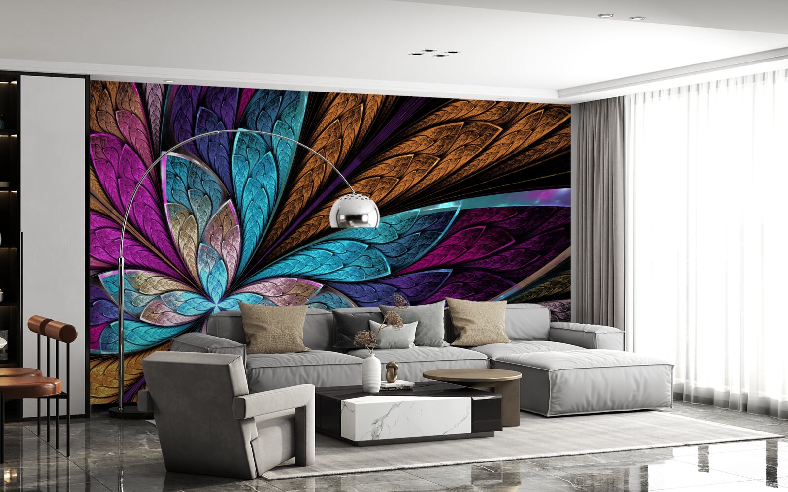 Fototapeta mozaika z abstrakcyjnych płatków kwiatów