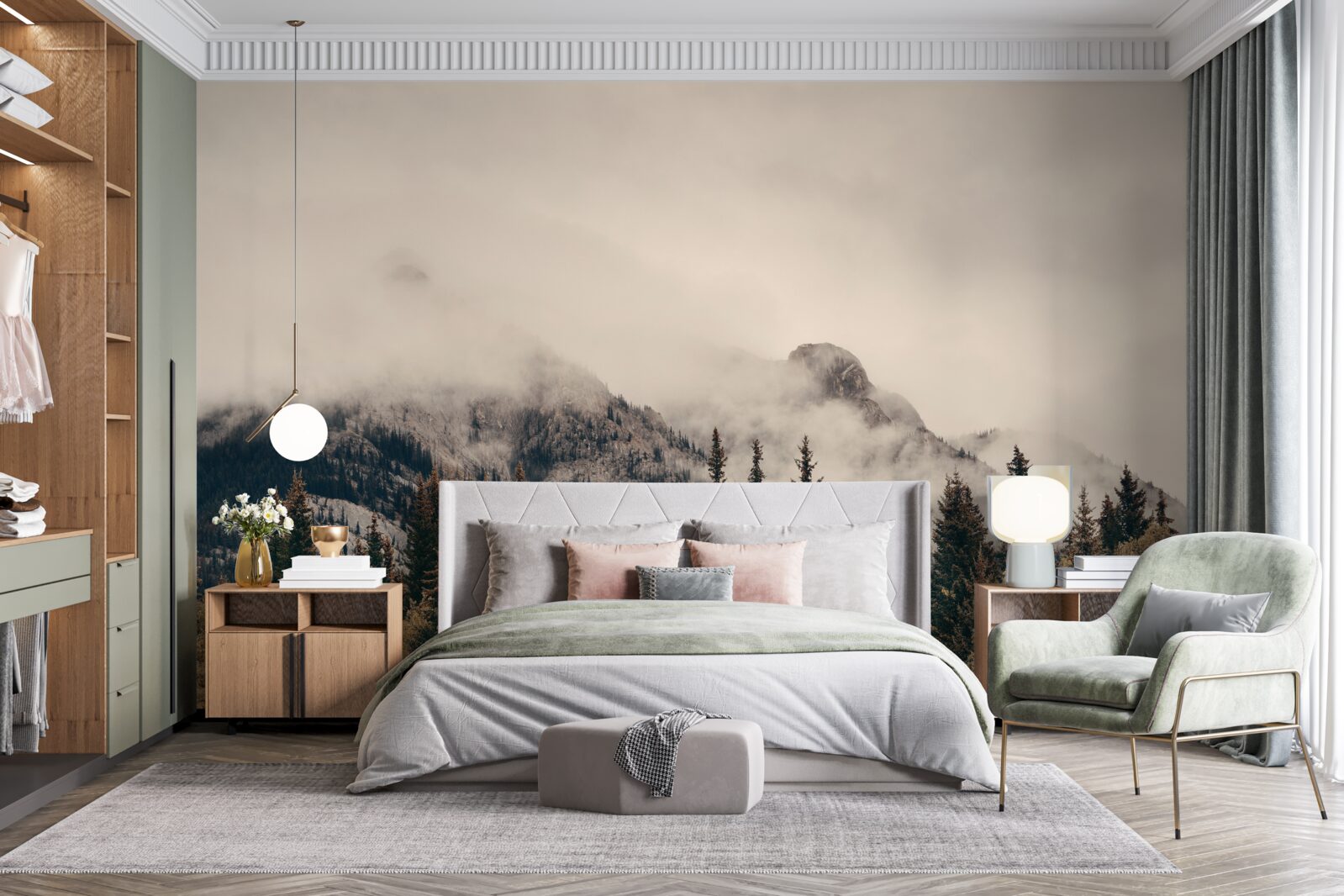 Fototapeta wysokie góry są pokryte mgłą